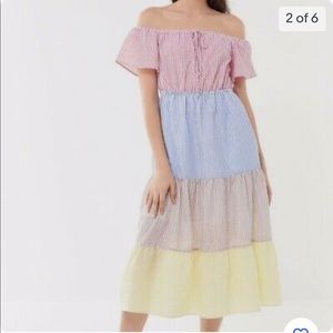 Urban Outfitters seersucker striped colour block midi dress